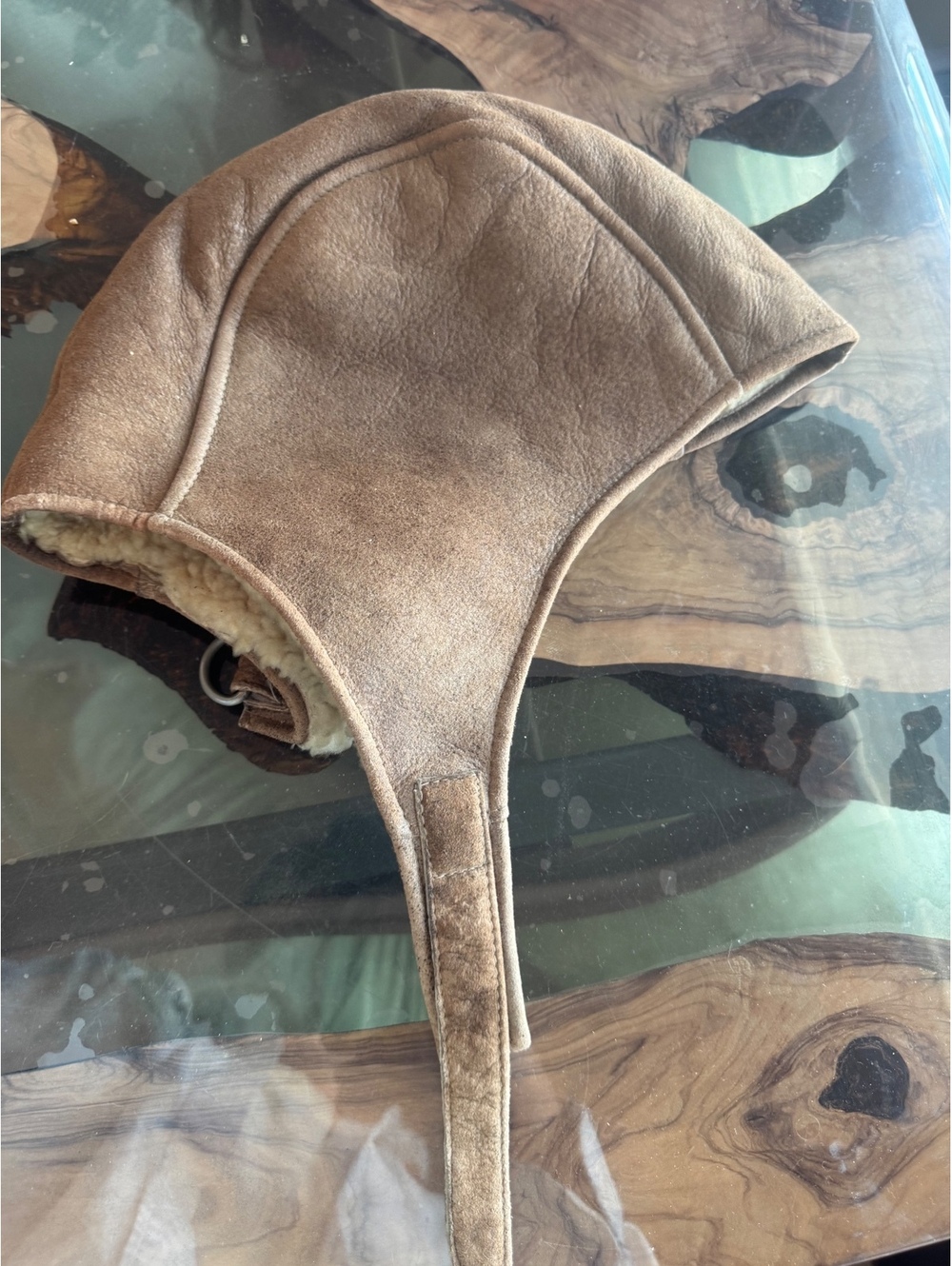 Vintage Indian Motorcycle Brown Shearling Leather Aviator